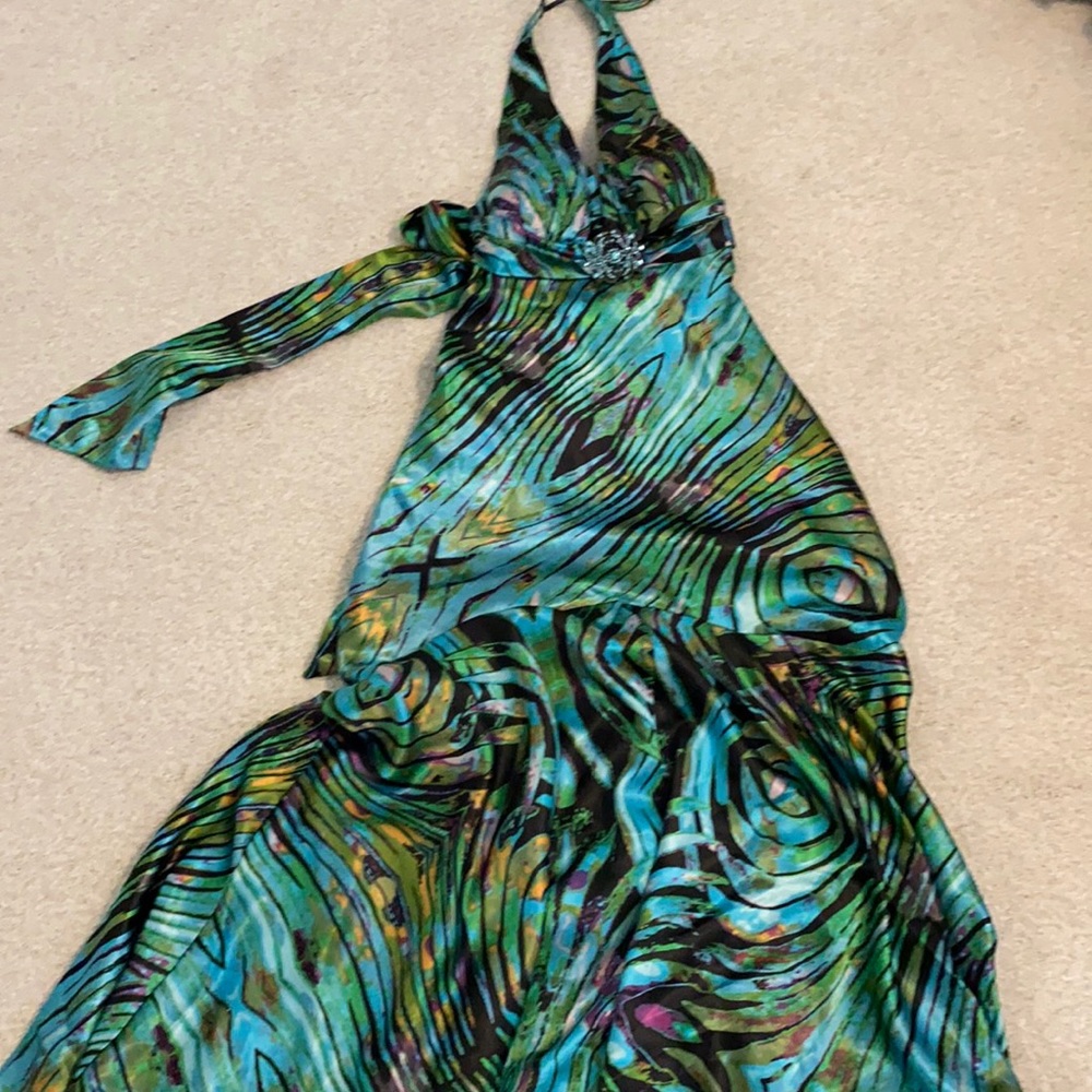 Elegant Multicolor Halter Prom Dress